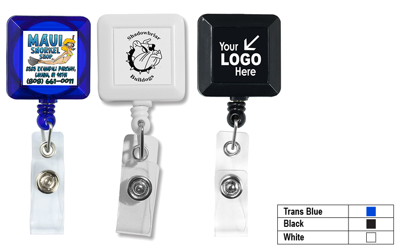 Cord Square Retractable Badge Reel and Badge Holder with Metal Slip Clip  Attachment - Volunteer Gifts